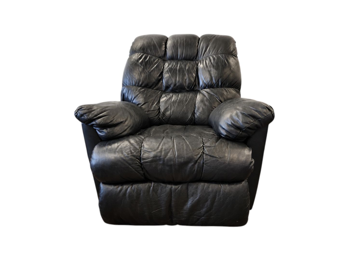 Oversized Black Leather Recliner Rocking Chair - Image 2