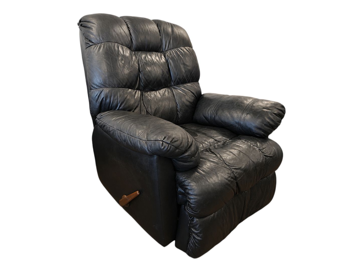 Oversized Black Leather Recliner Rocking Chair