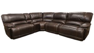Dark Brown Leather Reclining Sectional with Console