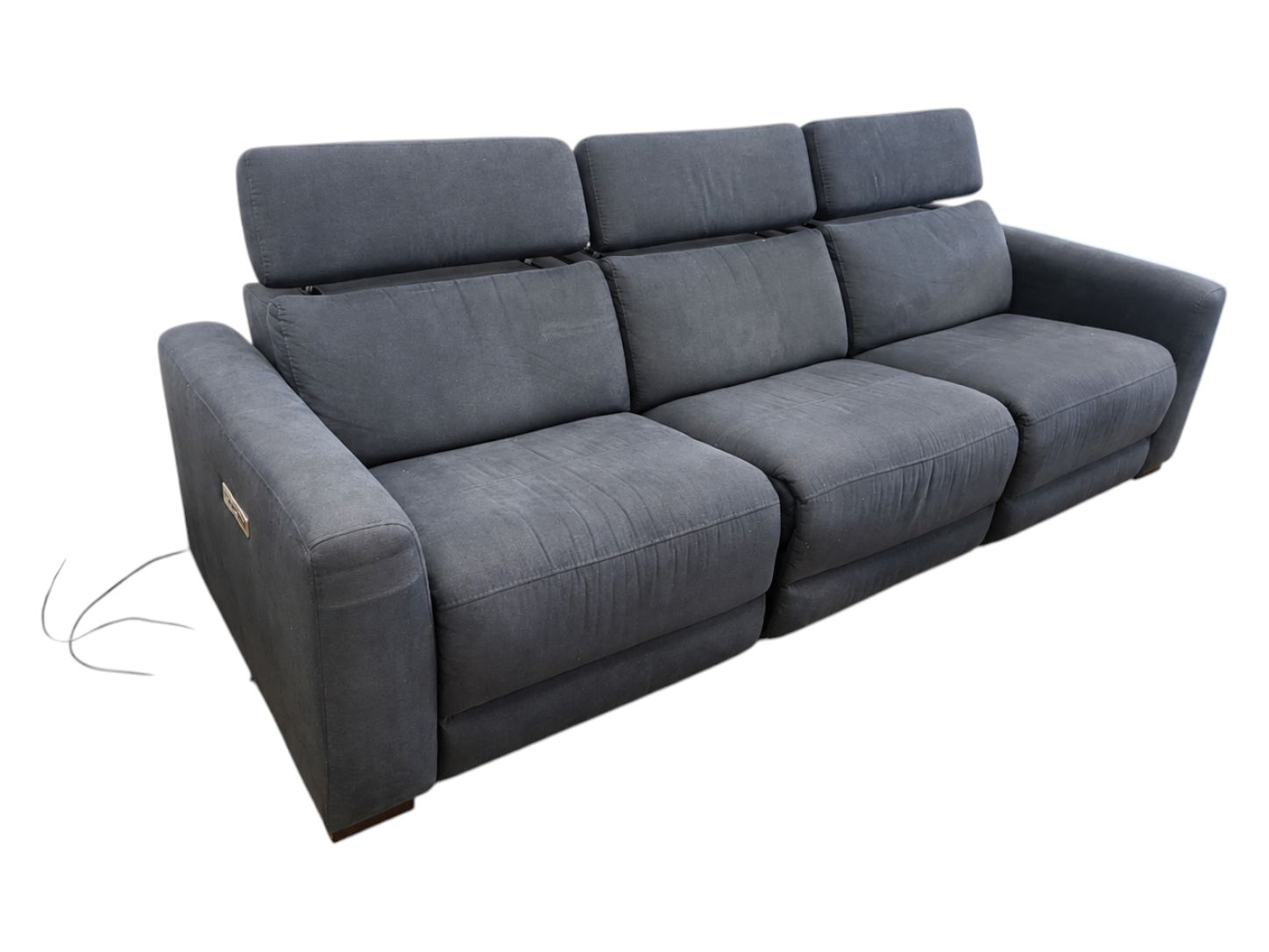 Living Spaces Blue Electric Recliner Couch