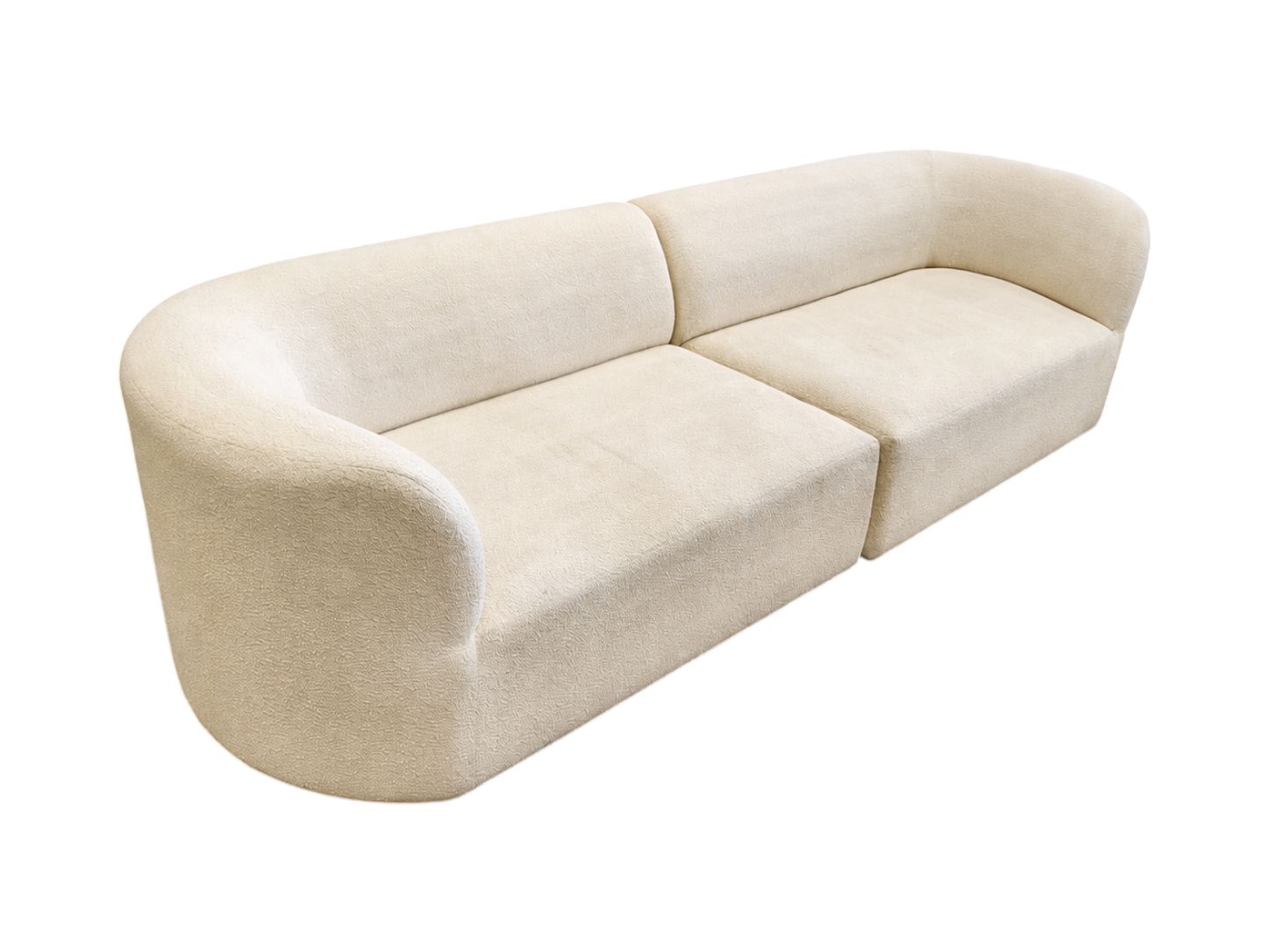 Modern 2pc Curved White Boucle Sofa - Image 3