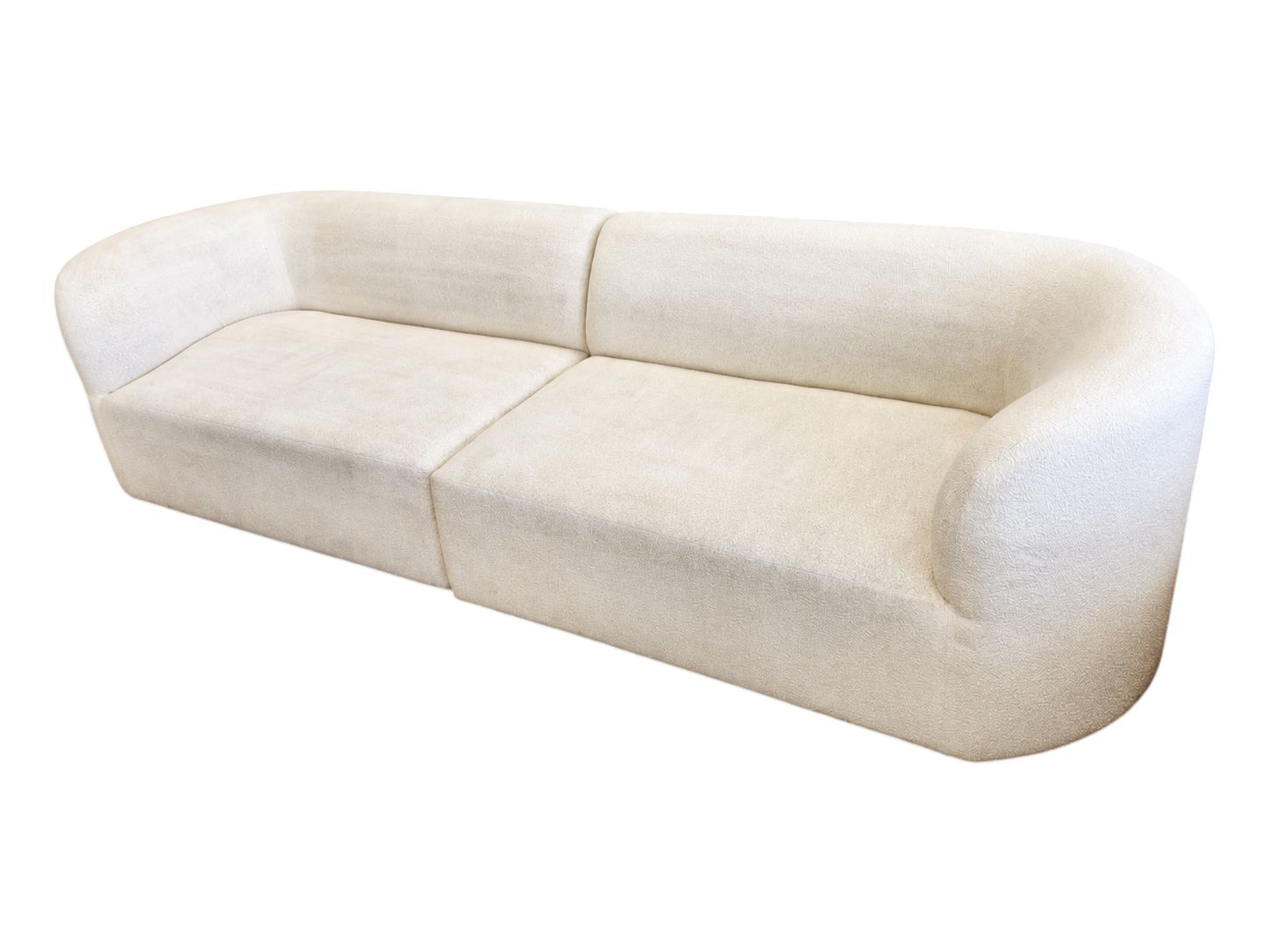 Modern 2pc Curved White Boucle Sofa - Image 4