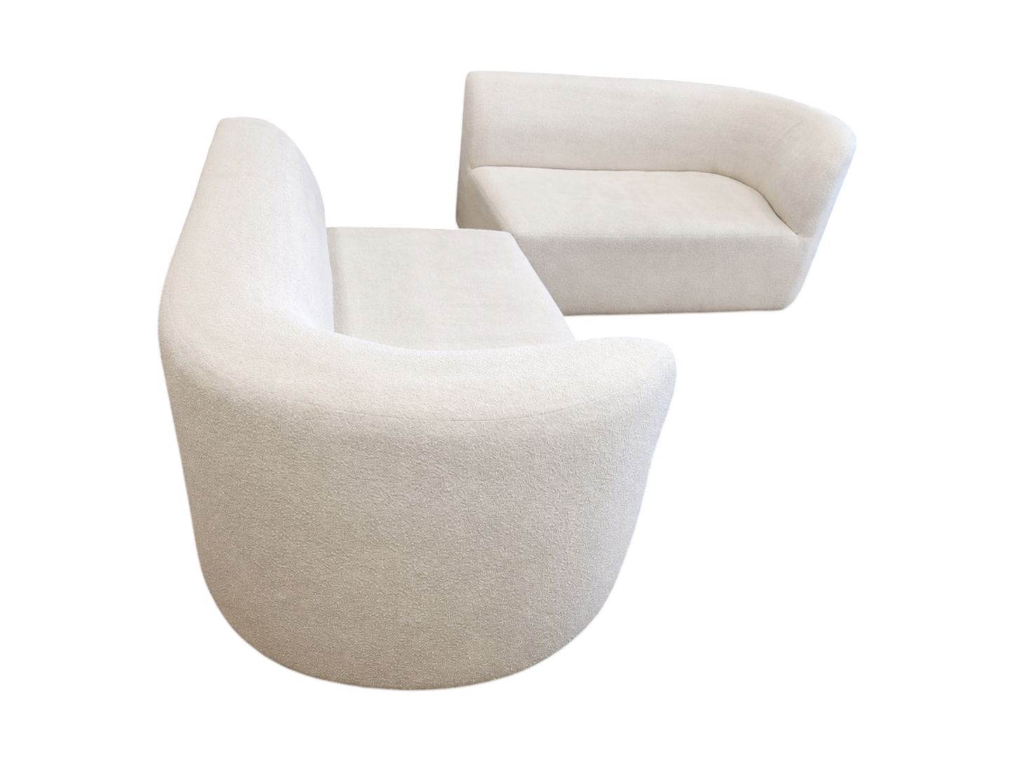 Modern 2pc Curved White Boucle Sofa - Image 6