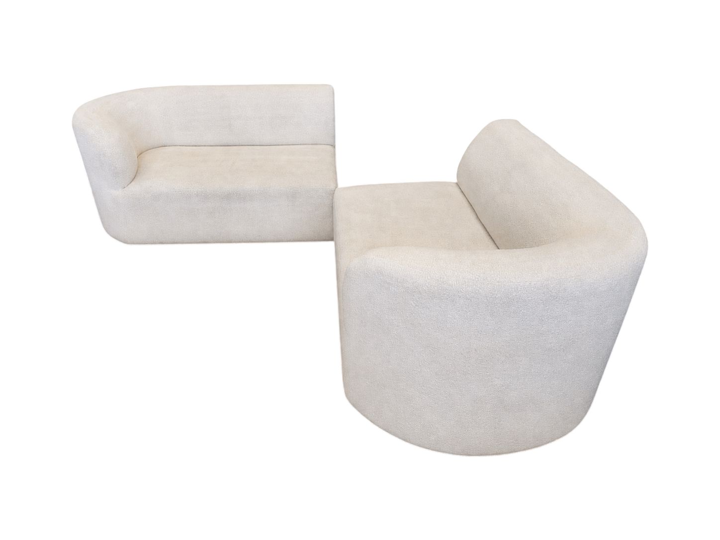 Modern 2pc Curved White Boucle Sofa - Image 7