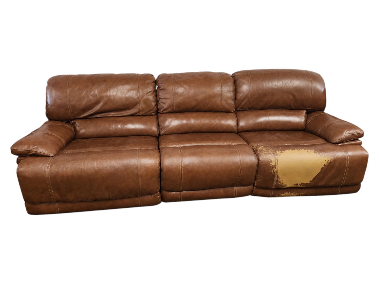Caramel Leather Reclining Couch