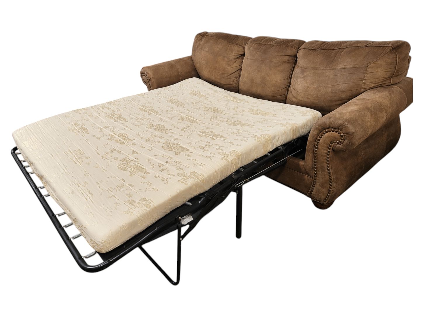 Light Brown Sleeper Sofa with Full Sized Mattress - Image 5