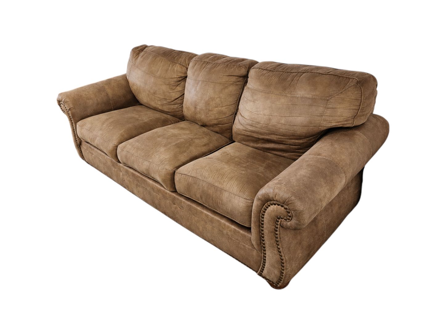 Light Brown Sleeper Sofa with Full Sized Mattress - Image 4