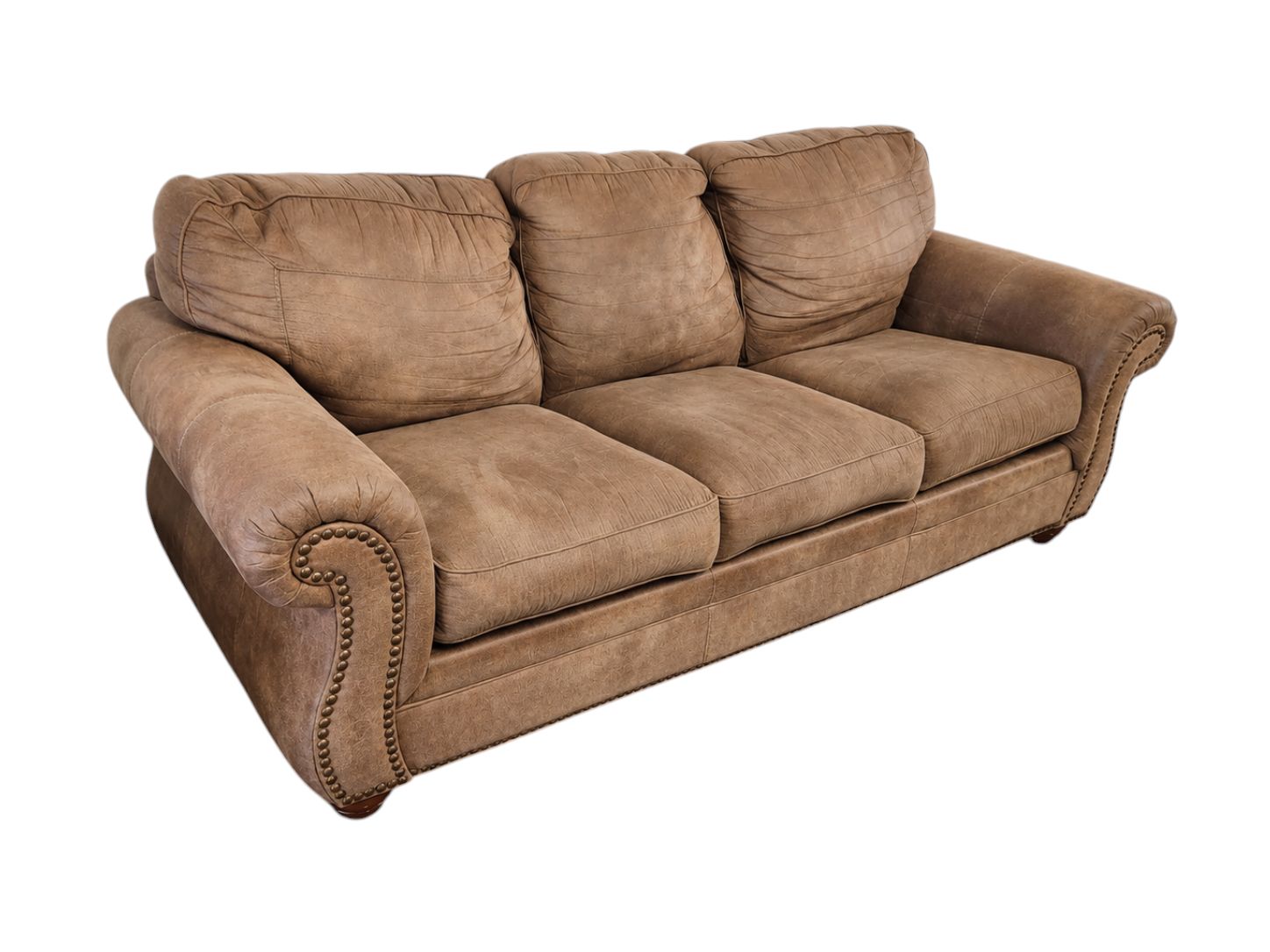 Light Brown Sleeper Sofa with Full Sized Mattress - Image 3