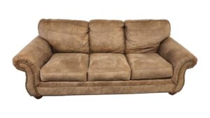 Light Brown Sleeper Sofa with Full Sized Mattress