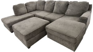 Ashley Furniture Gray Double Chaise Sectional with Storage Ottoman