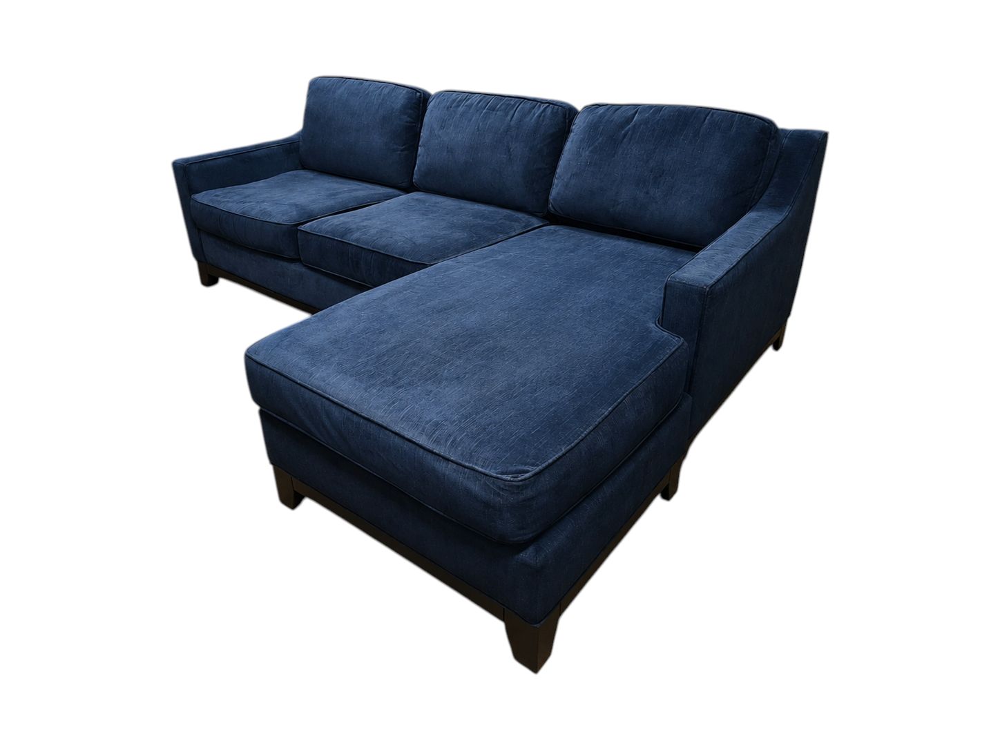 Jonathan Louis Blue Velvet Sofa with Chaise - Image 4