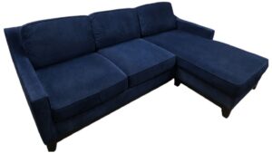 Jonathan Louis Blue Velvet Sofa with Chaise