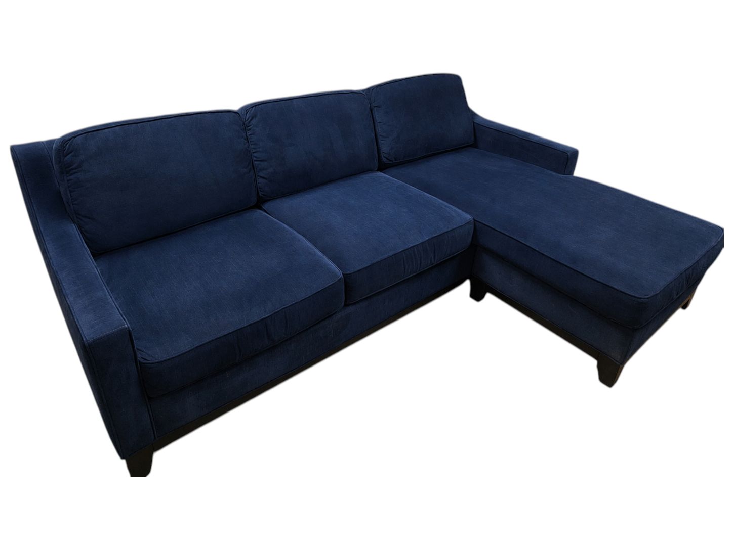 Jonathan Louis Blue Velvet Sofa with Chaise