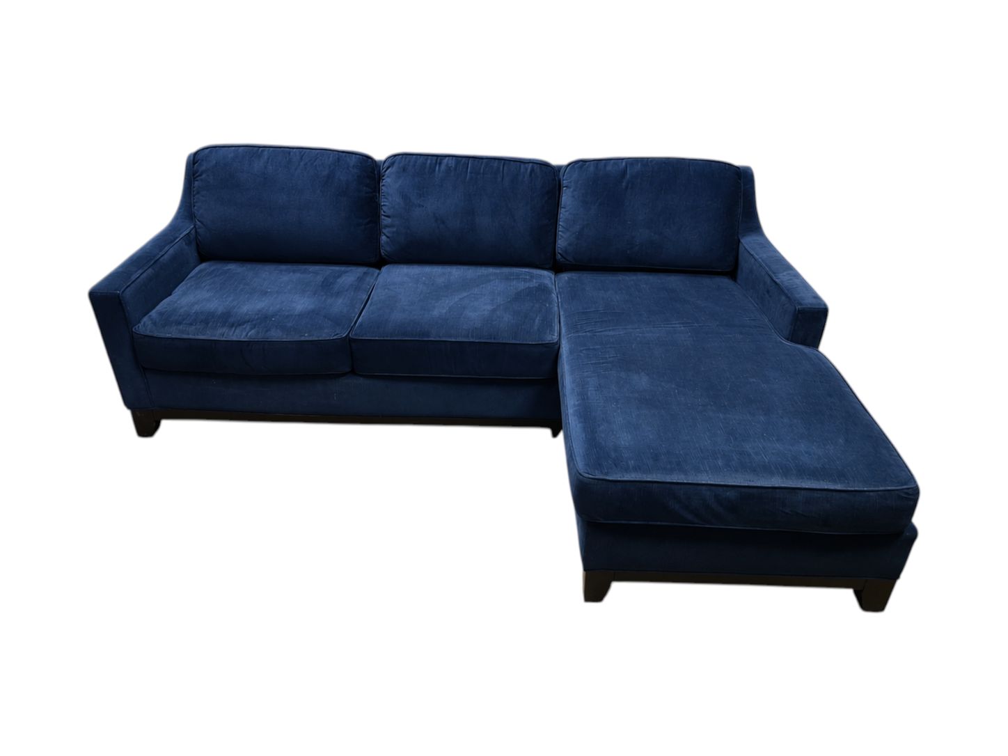 Jonathan Louis Blue Velvet Sofa with Chaise - Image 3