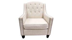 USA Made Classic White Button-Tufted Backrest Chair