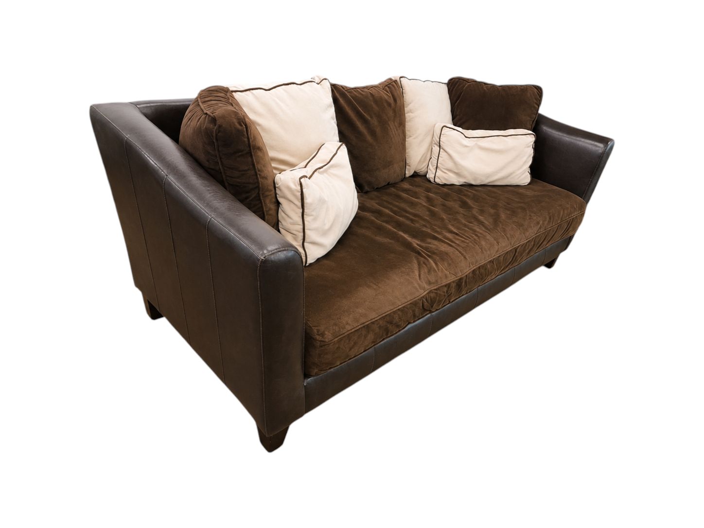 Style Line Furniture Contemporary Brown Microfiber & Faux Leather Couch - Image 3