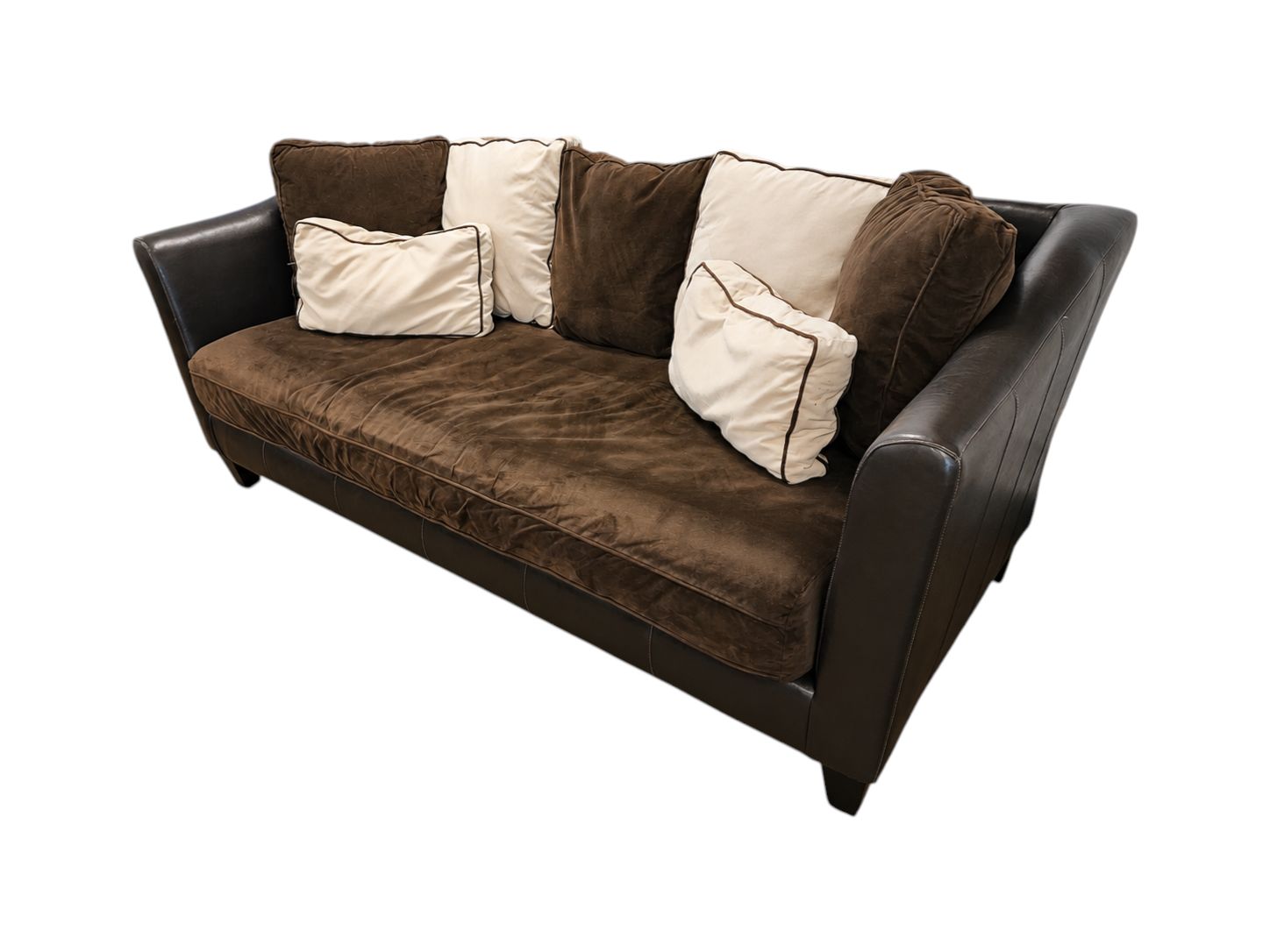 Style Line Furniture Contemporary Brown Microfiber & Faux Leather Couch - Image 4