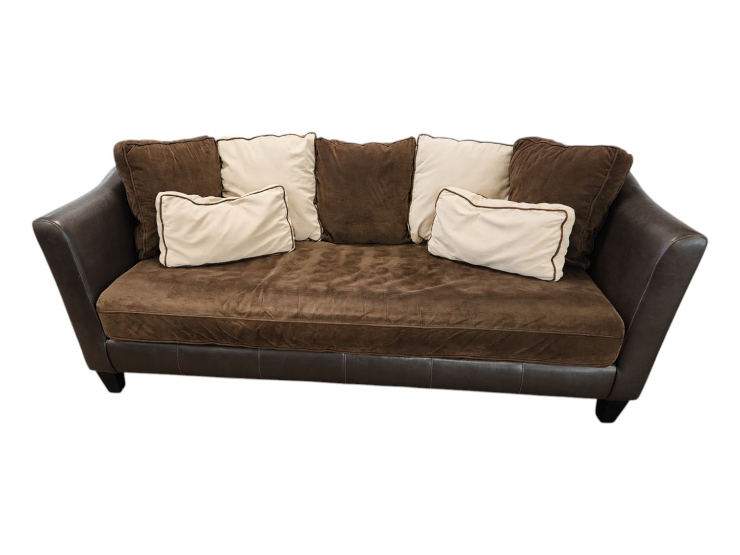 Style Line Furniture Contemporary Brown Microfiber & Faux Leather Couch