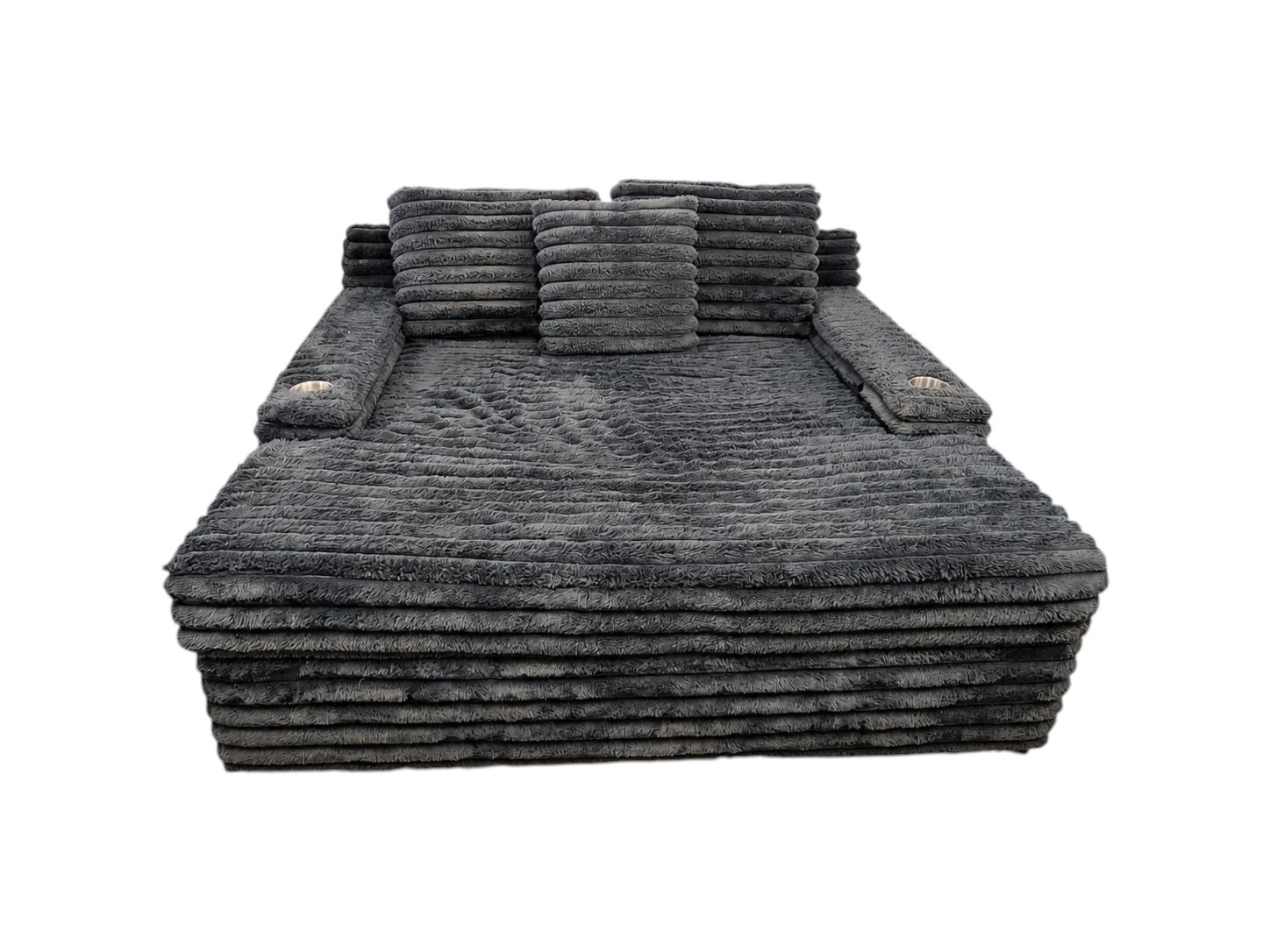 Dark Gray Oversized Lounge Chair with Cupholders & USB Port - Image 2