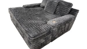 Dark Gray Oversized Lounge Chair with Cupholders & USB Port