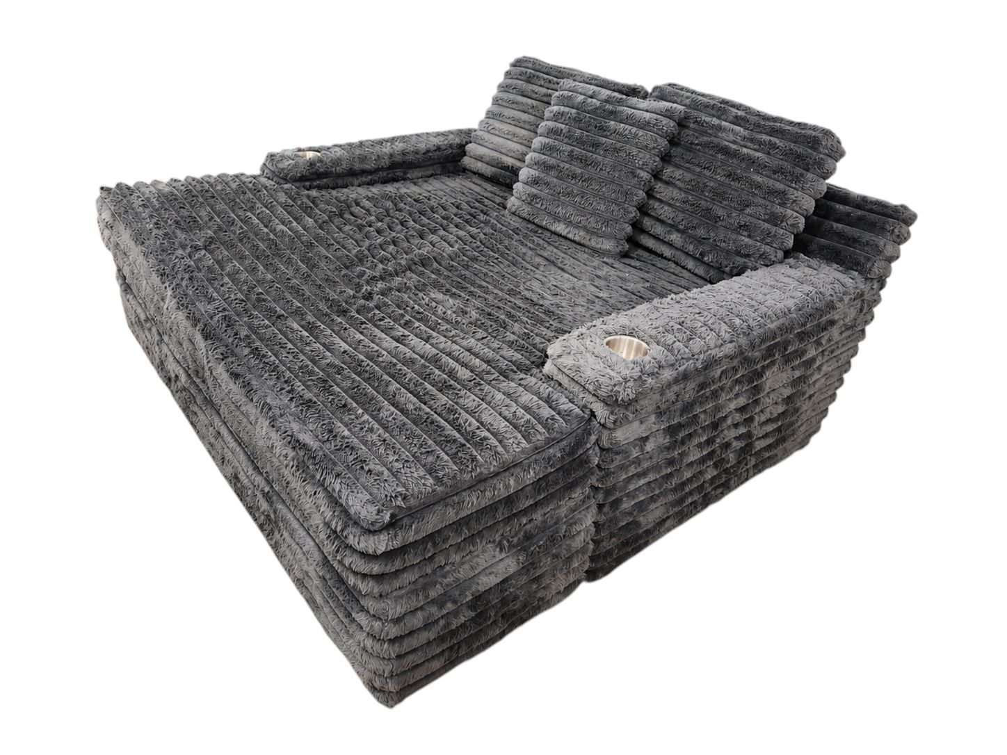 Dark Gray Oversized Lounge Chair with Cupholders & USB Port