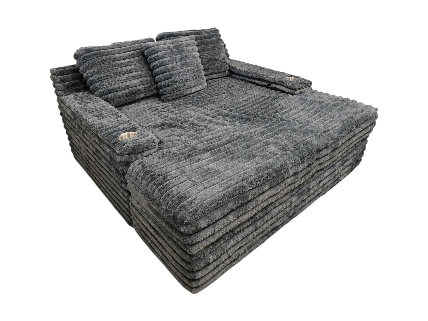 Dark Gray Oversized Lounge Chair with Cupholders & USB Port - Image 3