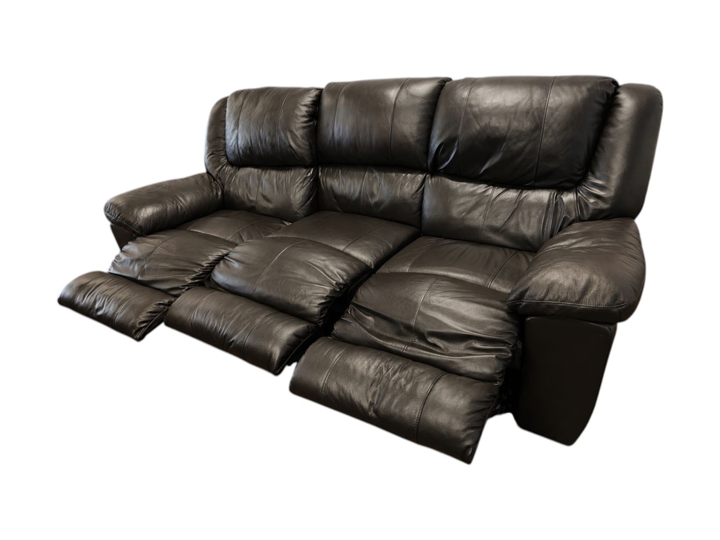 Jackson Furniture 3-Seat Leather Recliner Couch - Image 5