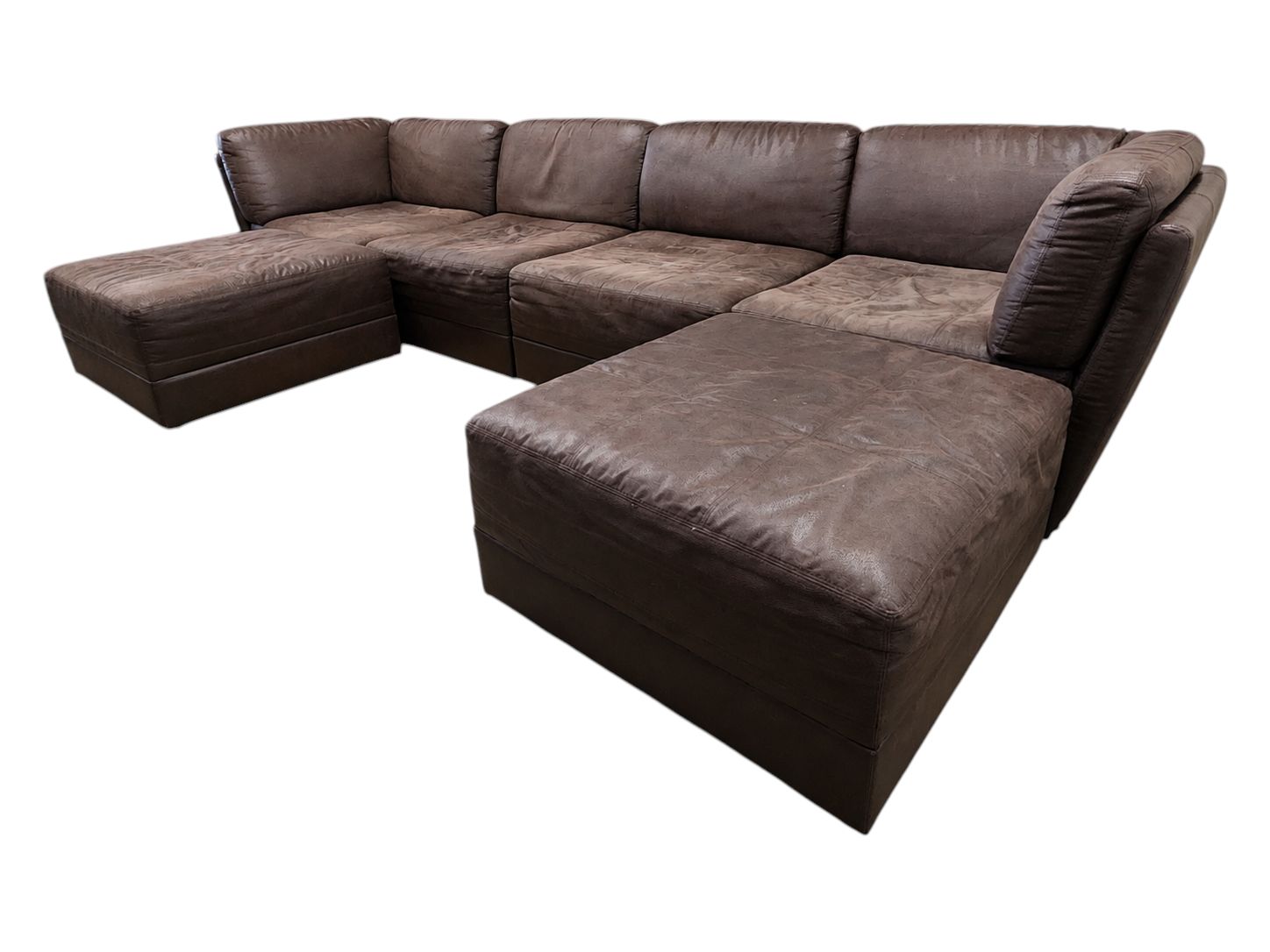 Firenza Vintage Faux Leather 6pc Modular Sectional - Image 4