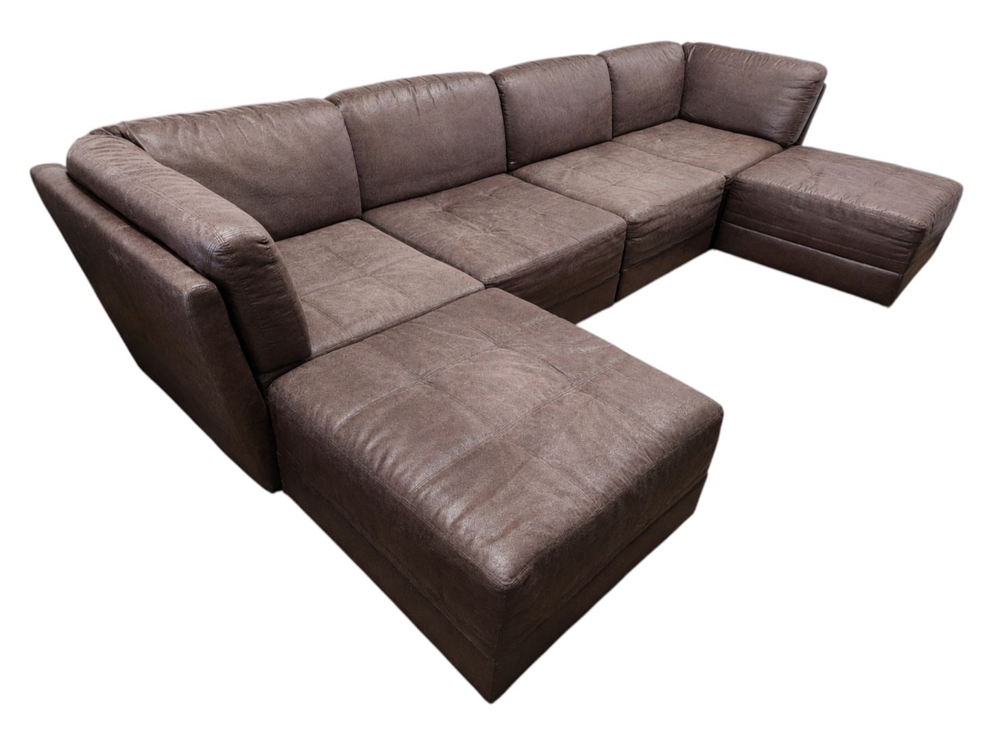 Firenza Vintage Faux Leather 6pc Modular Sectional