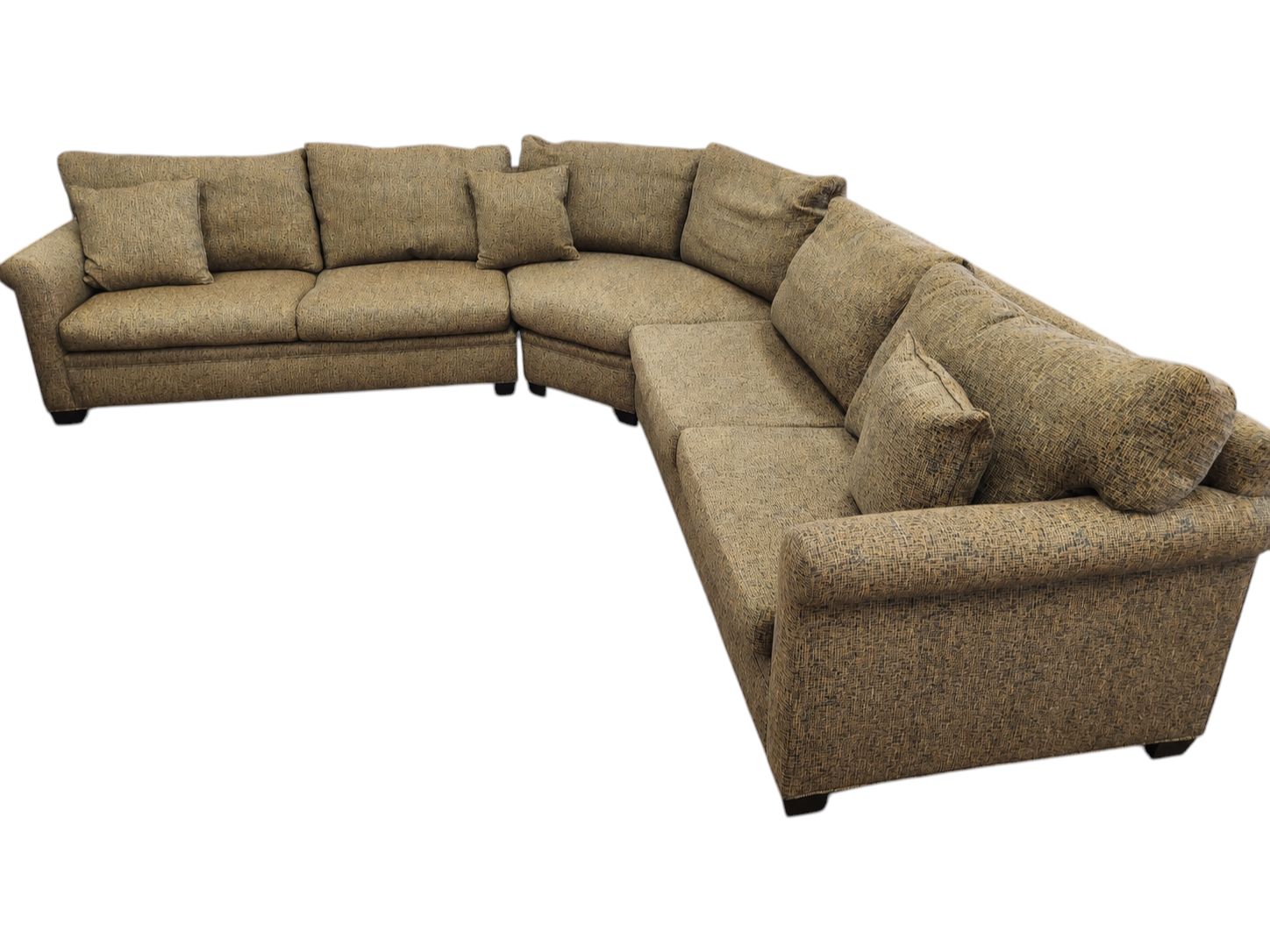 Olive Green Textured Tweed Sectional - Image 2
