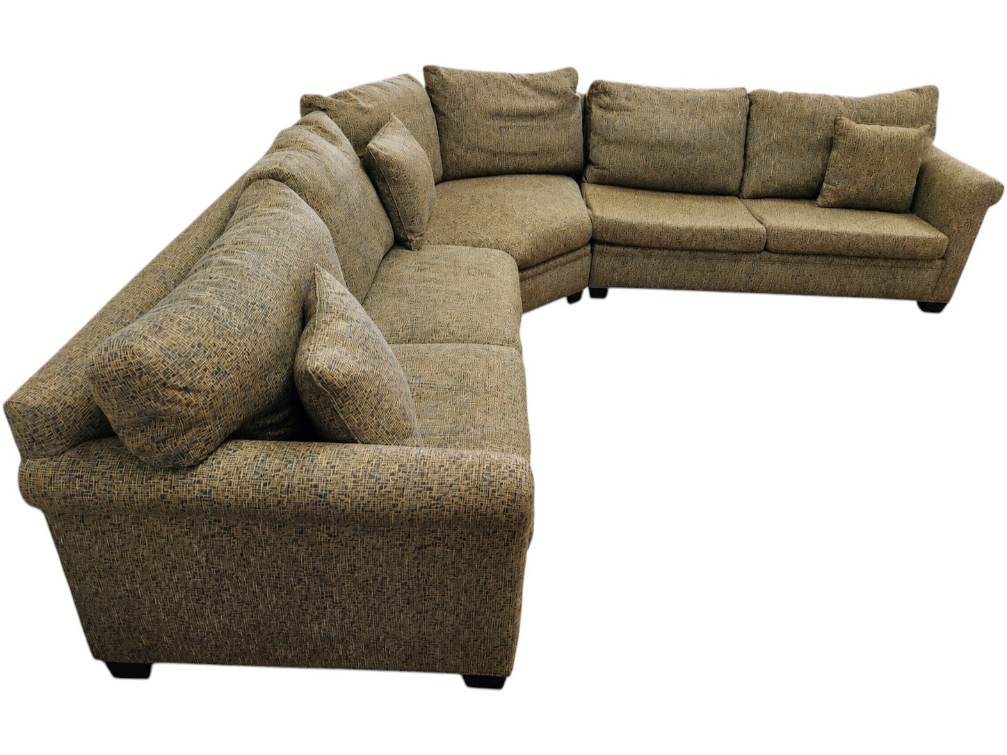 Olive Green Textured Tweed Sectional - Image 3