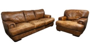 Caramel Leather Couch & Chair Set