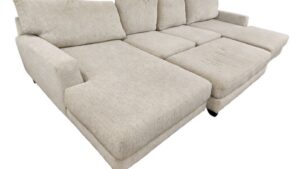 White Double Chaise Sectional with Ottoman