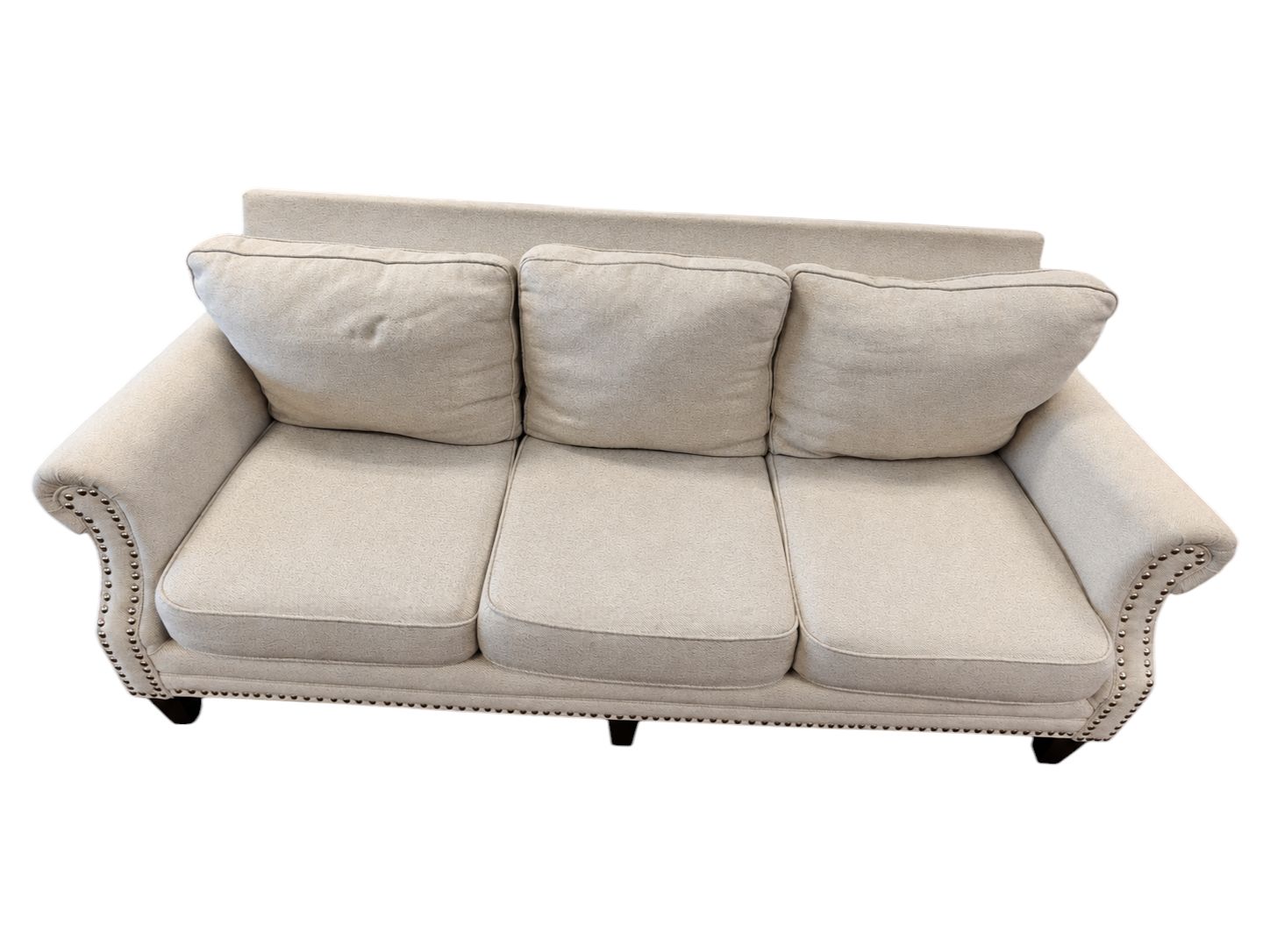 White 3-Seat Sofa with Rolled Arms (matching set of 2) - Image 2