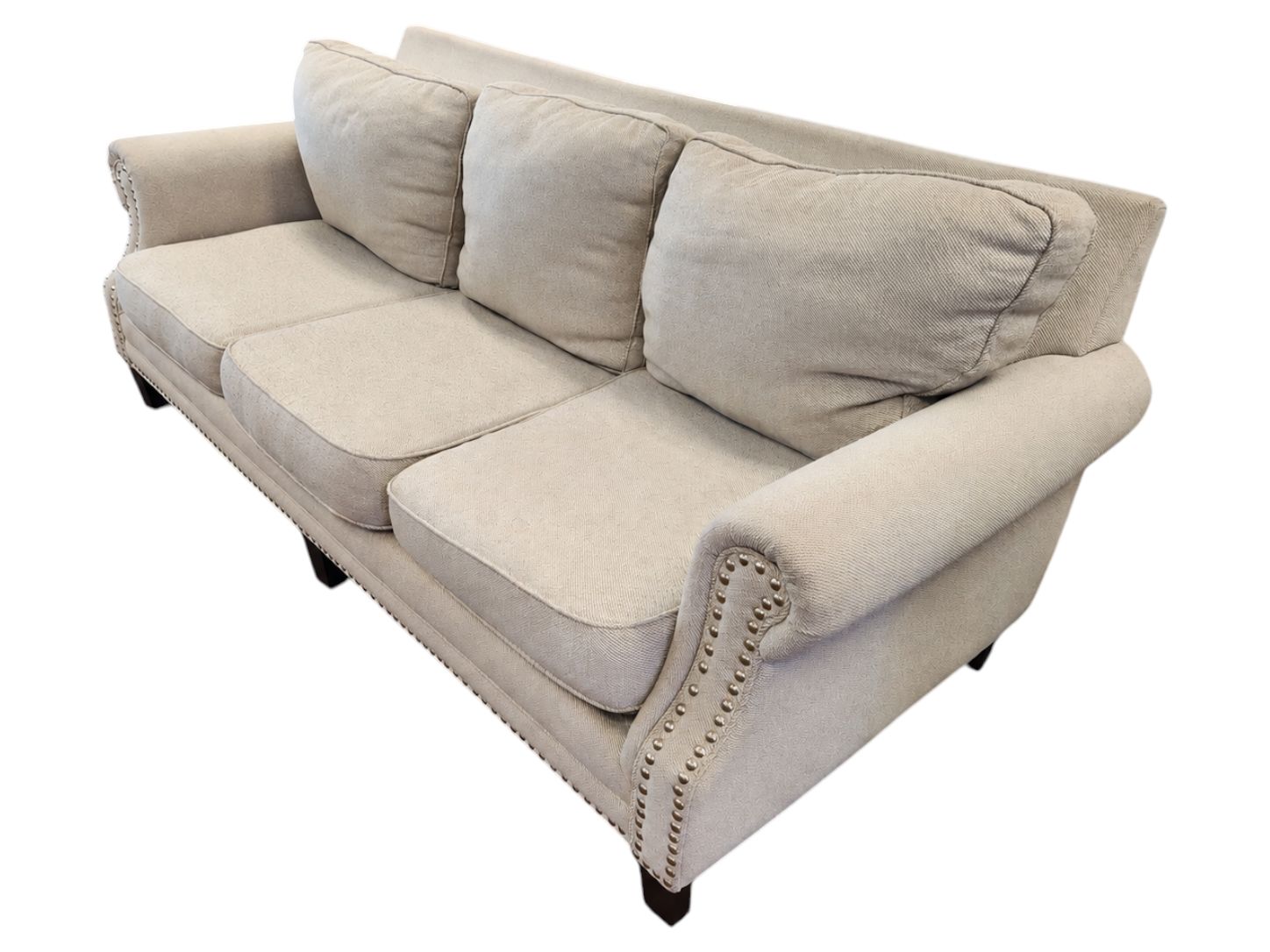 White 3-Seat Sofa with Rolled Arms (matching set of 2) - Image 3