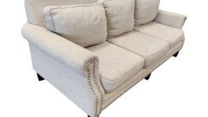 White 3-Seat Sofa with Rolled Arms