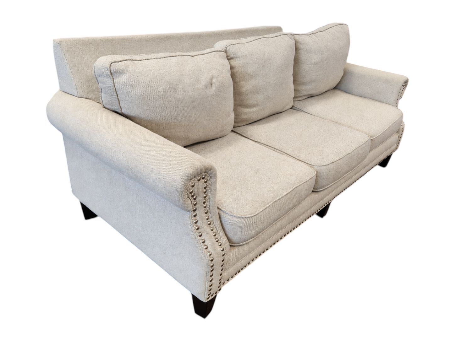 White 3-Seat Sofa with Rolled Arms (matching set of 2)