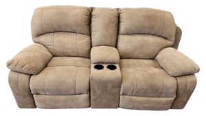Tan Microfiber Electric Recliner with Console