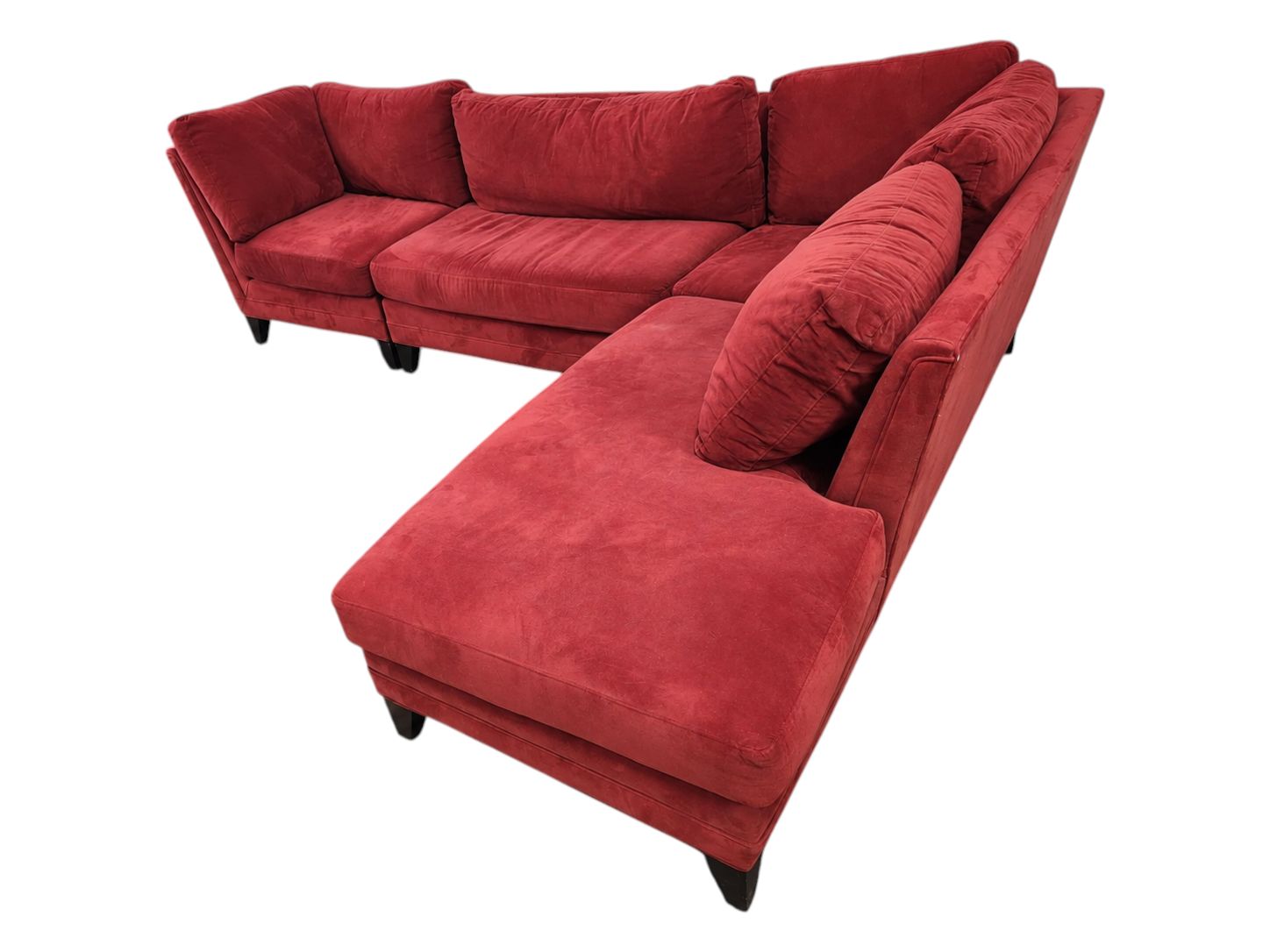 Jonathan Louis Red Velvet Chaise Sectional - Image 3