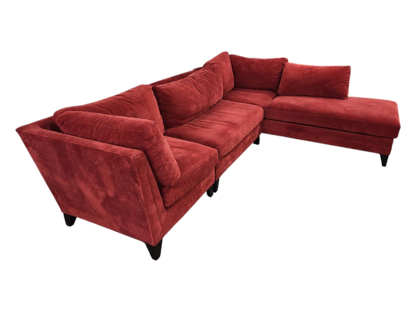 Jonathan Louis Red Velvet Chaise Sectional - Image 2