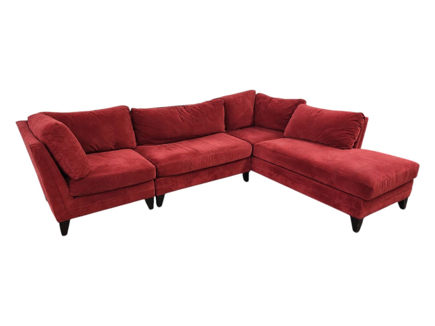 Jonathan Louis Red Velvet Chaise Sectional