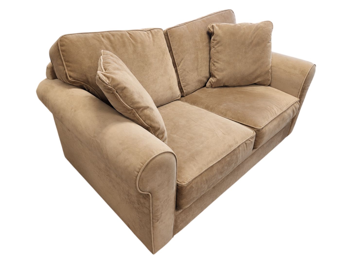 Beige Microfiber Loveseat - Image 2