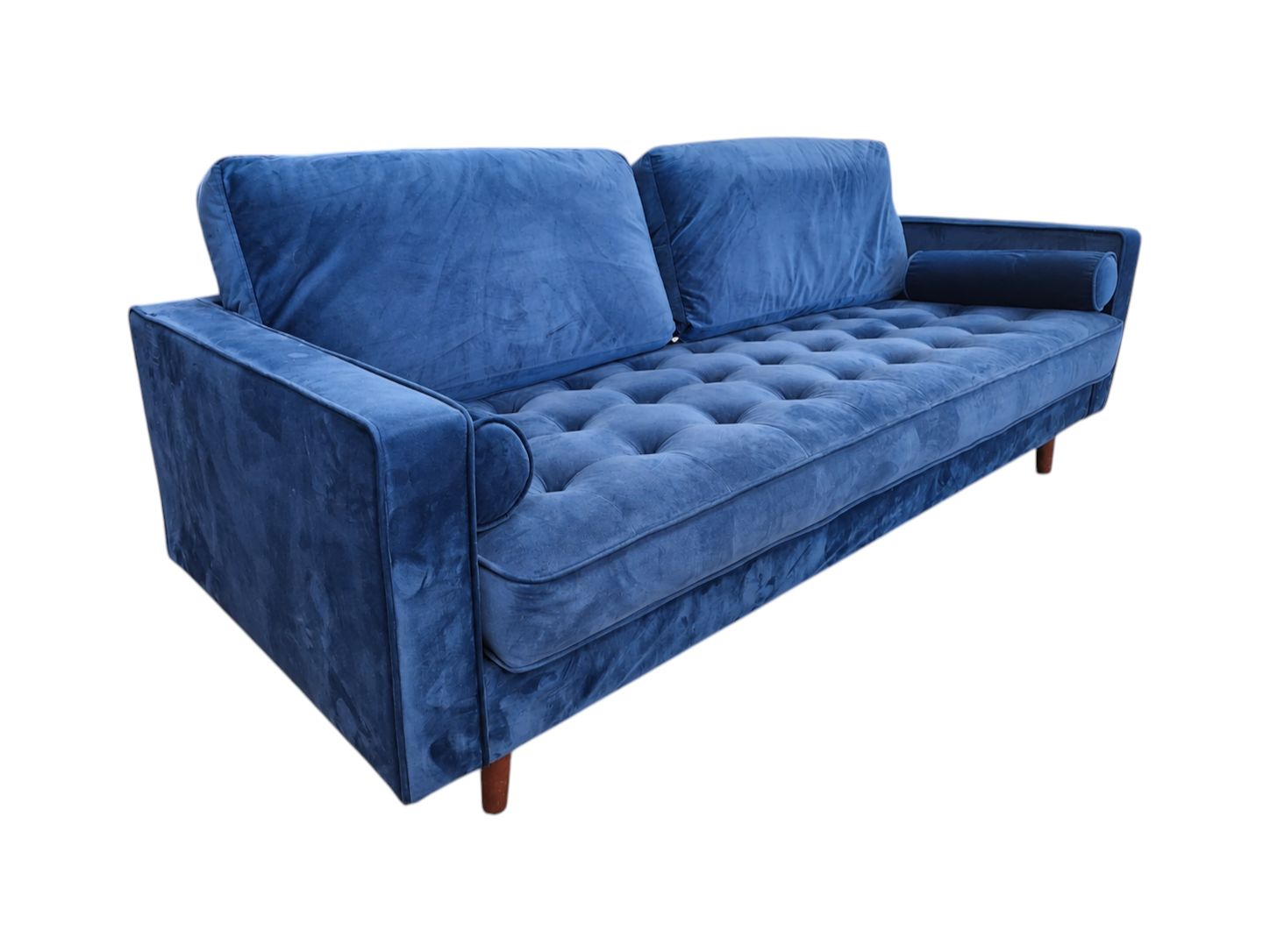 Blue Velvet MCM Loveseat - Image 2
