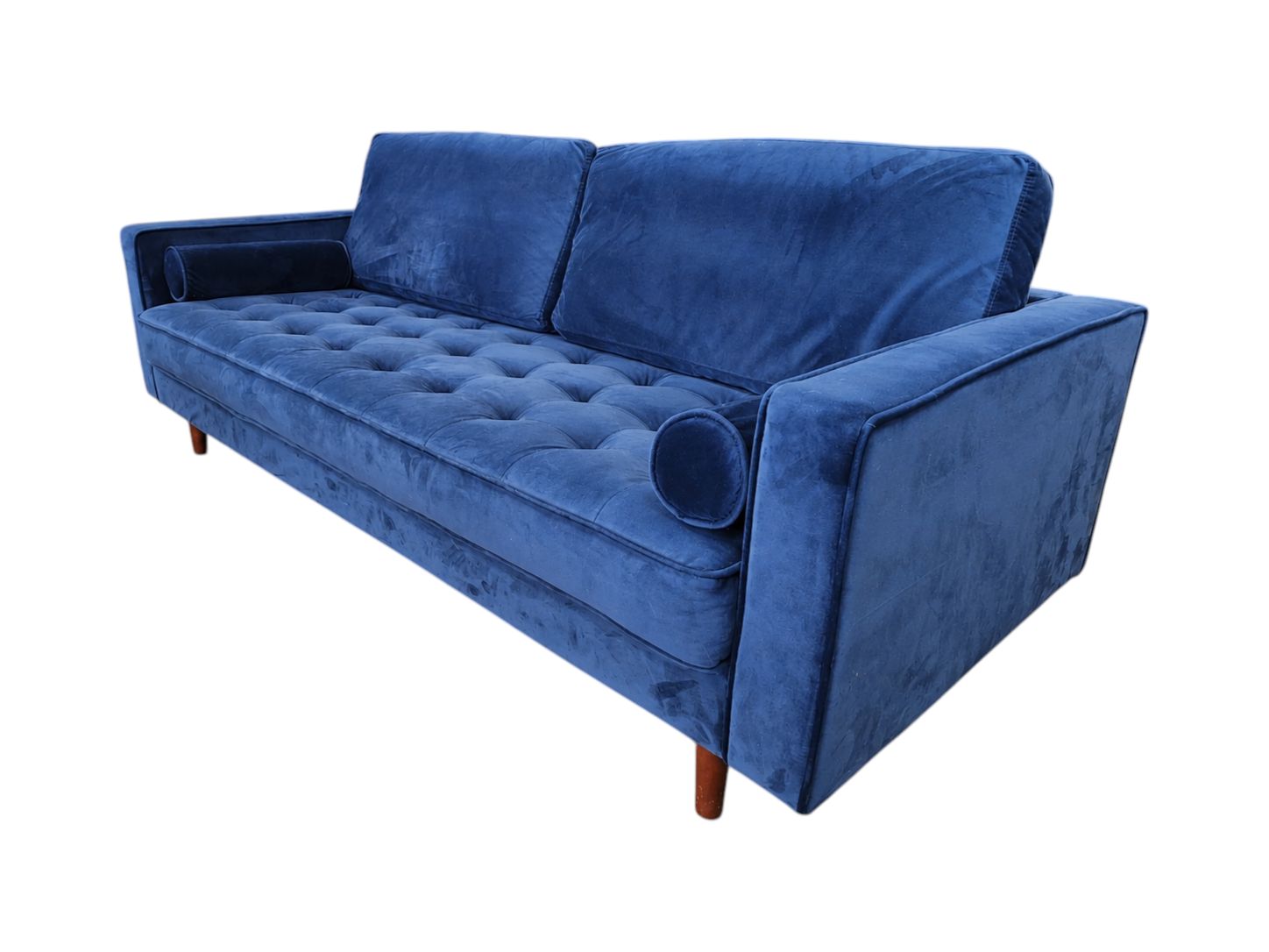Blue Velvet MCM Loveseat - Image 3