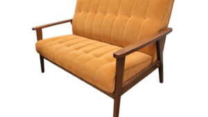 1970's Vintage MCM Wood Frame Loveseat