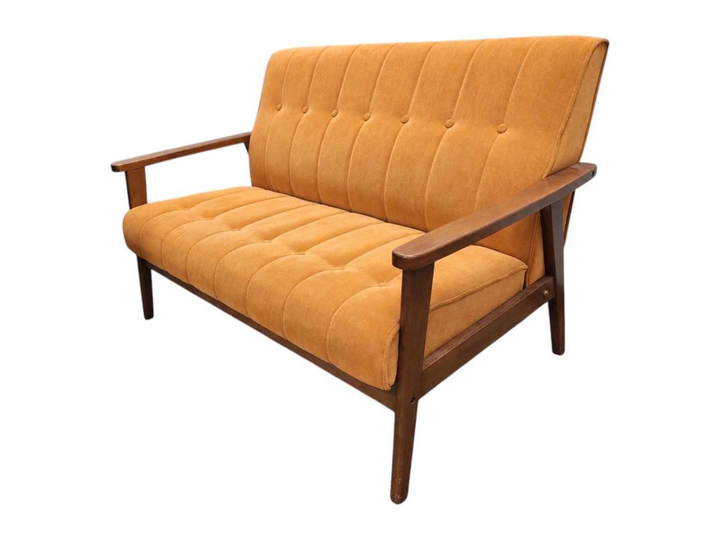 1970's Vintage MCM Wood Frame Loveseat