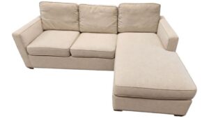 Crate & Barrel Reversible Chaise Sofa with Storage Ottoman