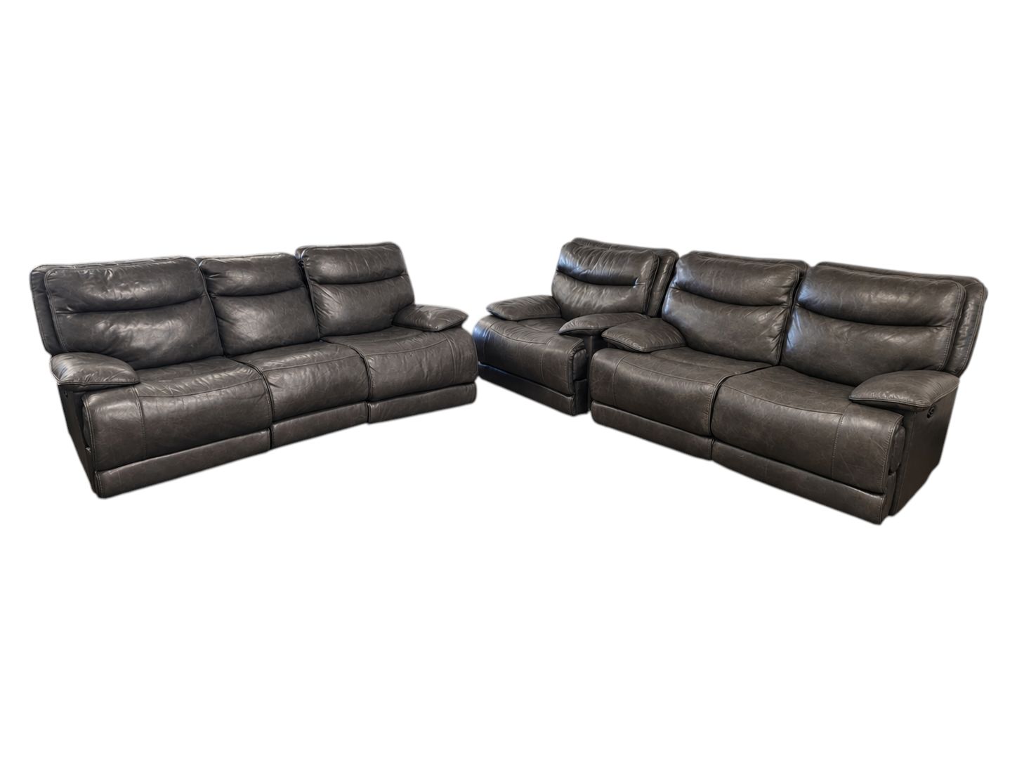 Leather Electric Recliner Couch Set