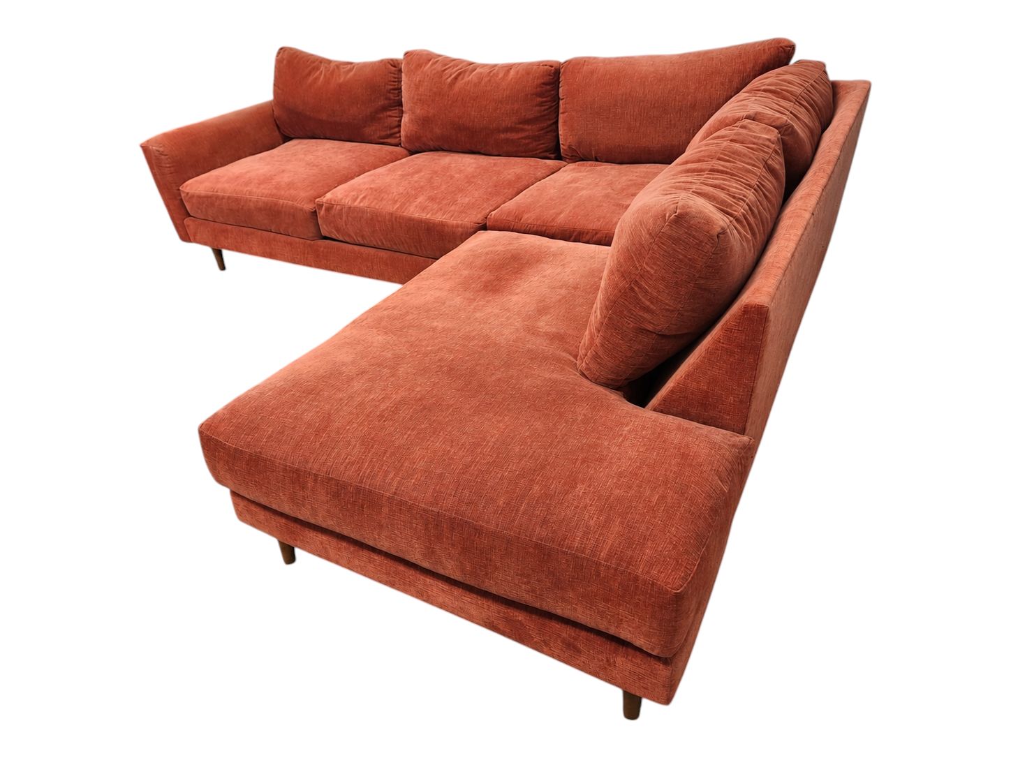 Jonathan Louis MCM Rust Chenile Chaise Sectional - Image 3