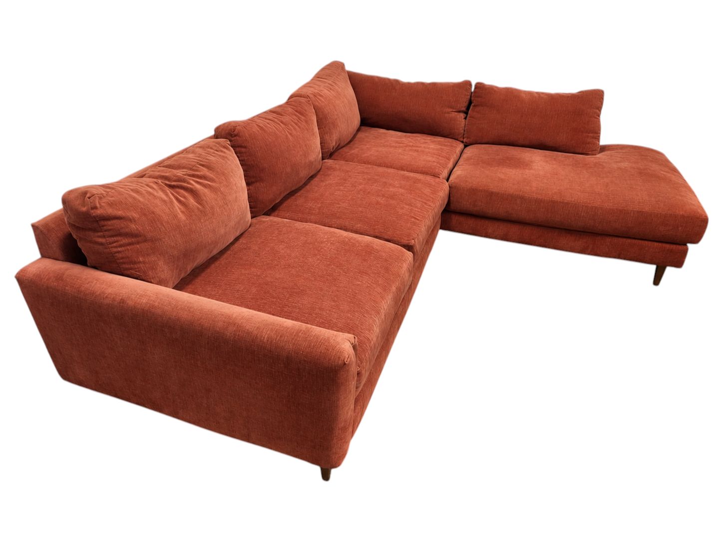 Jonathan Louis MCM Rust Chenile Chaise Sectional - Image 2